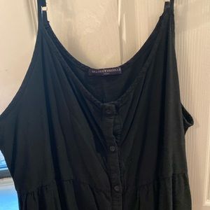 Black button rompers